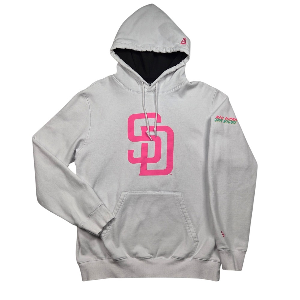 New Era San Diego Padres Hoodie Mens Large White Pink City Connect MLB Pullover